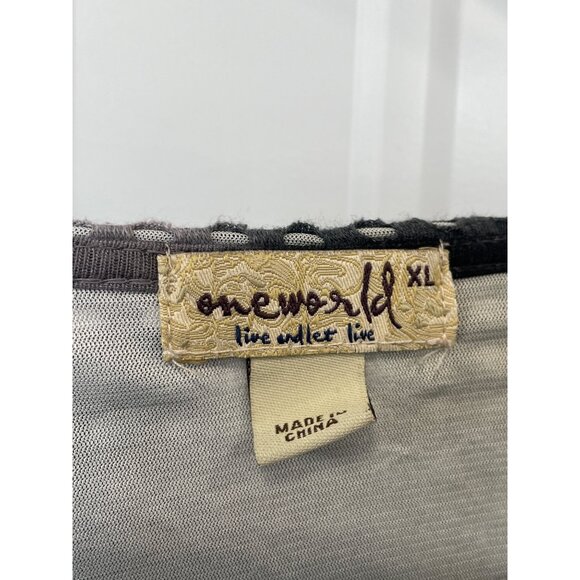 One World Top Size XL Tie Dye V Neck Long Sleeve Asymmetrical Hem Boho Lagenlook - Picture 3 of 7